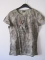 Street One Top T-Shirt  Gr. 36 khaki mit Pailletten Steinchen Damenoberteil 