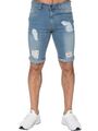 Kruze Shorts Herren Denim Jeans halbe Hose schmale Passform distressed zerrissen UK-Größen