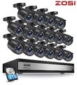 ZOSI 16CH Überwaschungskamera Set Außen 1080P H.265+ mit 16 HD Kameras 2TB HDD