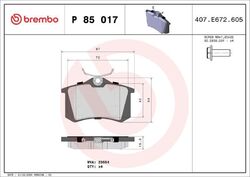 Brembo P85017 Scheibenbremse Bremsbelag Satz für VW Vento + Golf 3 83-95