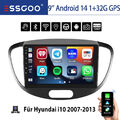 9" CarPlay Android 13 Autoradio Für Hyundai i10 2007-2013 GPS Navigation KAM 32G