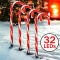 4er Set LED Zuckerstangen Weihnachtsbeleuchtung Garten Outdoor Deko Figuren rot