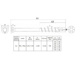 Terrassenschrauben A2 Edelstahl Torx +BIT Fräsrippen Cut Spitze Senkkopf 35-75mm