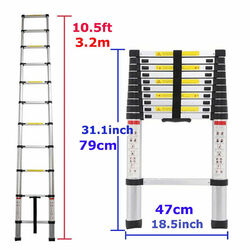 Alu-Teleskopleiter 2,6m-6,2m lang Anlege Klapp-Mehrzweck-Leiter 150kg Tragfähig