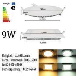 1-30x Ultraslim LED Panel Einbaustrahler Einbauleuchte Deckenleuchte Flach Lampe3W 4W 6W 9W 12W 15W 18W 24W✔Warmweiß/Weiß✔Rund/Eckig