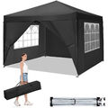 Pop Up Pavillon Faltpavillon 3x3M mit 4 Seitenteilen Oxford-Stoff Wasserdicht DE