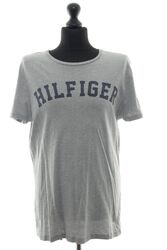 Tommy Hilfiger Herren T-Shirt XL grau hellgrau Motiv Rundhals Jersey