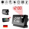 LED Digital Wecker Mit Projektion Dimmbar Tischuhr Dual Alarm Snooze USB Wecker