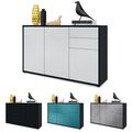 Kommode Sideboard Anrichte Schrank Ben V3 in Schwarz - Hochglanz und Naturtöne