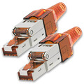 NEXMEX 2x Netzwerkstecker Cat 7 CAT7 RJ45 Stecker Werkzeuglos Metall 10GBit/s