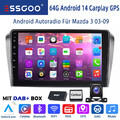 Für MAZDA 3 BK 2003-2009 Autoradio Android 14.0 Carplay BT GPS Navi DAB+ 2+64GB