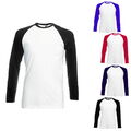 Fruit of the Loom Long Sleeve Baseball T Herren Männer T-Shirt  Größe S - 2XL