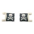 2x Lego® Zubehör "Piratenflagge mit Clip 2x2 Weiß" Schild Schiff Fahne Flagge