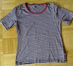 klassisches T-Shirt v. TCM Gr. 38/40 Streifenmuster blau-weiß-rot chic zu Jeans 