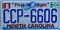 North Carolina First in Flight USA Führerschein Nummernschild CCP 6606