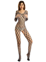 Transparent Jumpsuit Damen Ganzkörperanzug Offener Schritt Overall Catsuits Sexy