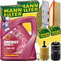 MANN INSPEKTIONSPAKET+5L MANNOL NRG 5W-30 ÖL passend für VW GOLF 6 AUDI SEAT TSI