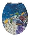 WENKO WC Sitz FISH Toiletten Deckel mit Absenkautomatik 3D Effekt Fische Bad MDF