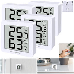 PEARL 4er-Set Kompakte Thermo- & Hygrometer, Komfort- & Min./ Max.-Anzeige