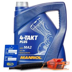 MANNOL 4 L LITER 4-TAKT PLUS MOTORÖL MOTOR-ÖL MOTOREN-ÖL### INKL. ÖLWECHSEL-ANHÄNGER + EINFÜLLTRICHTER ###