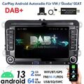 DAB+ Android 13 Autoradio Carplay GPS Navi FM Für VW Golf 5 6 Polo Touran Passat