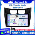 8-CORE ANDROID 14 DSP Autoradio Für Toyota Yaris XP90 2005-2012 GPS Car Play 64G