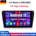 9" Android 12 Autoradio Für Mazda 3 2003-2009 GPS Navi USB DAB+ SWC WIFI 1+32G