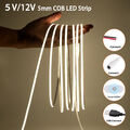 320 LED COB Streifen 5V 12V 5mm Leiste Band Stripe Lichterkette Selbstklebend DE