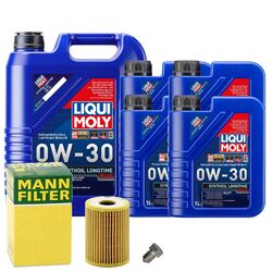 Motoröl 0W30 LIQUI MOLY Synthoil Longtime Plus 9L+MANN Ölfilter+Ölablassschraube