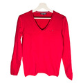 Tommy Hilfiger Herren Sweatshirt Pullover Henley Shirt Gr. M Rot V-Ausschnitt