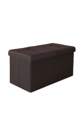 B-Ware: dibea faltbarer Sitzhocker, Klappdeckel, 76x38x38 cm Box Leinen braun