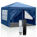 Pavillon Faltpavillon 3x3m Partyzelt Pavillion Pop-Up Wasserdicht UV-Schutz Blau