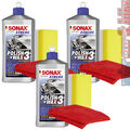 3x Sonax XTREME Polish+Wax 3 Hybrid NPT 500ml Politur & Wachs + Schwamm + Tuch