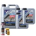 Motoröl 10W40 LIQUI MOLY Mos2 Leichtlauf 8L+HENGST Ölfilter +Ölschlammspülung