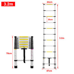 2,6-4,4M Alu Teleskopleiter Stehleiter Leiter Mehrzweckleiter Klappleiter Silber