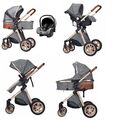 3 in 1 Kombi-Kinderwagen Buggy Reisebuggy inkl. Auto- Babyschale Casiloo® Grau