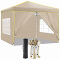 3x3m Pop Up Pavillon Faltpavillon mit 4 Seitenwänden Wasserdicht Camping Faltbar