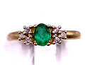 Ring mit  Smaragd und Brillanten 0,12 ct. 14K 585er Gelbgold Gr.:56