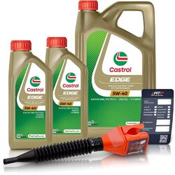 2x 1 L + 5 L = 7 LITER CASTROL EDGE 5W-40 MOTOR-ÖL MOTOREN-ÖL### INKL. ÖLWECHSEL-ANHÄNGER + EINFÜLLTRICHTER ###