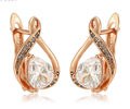 Luxus Herz Ohrringe Creole mit Zirkonia Kristall 750er Rosegold 18K vergoldet