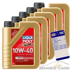 5x 1 L LITER LIQUI MOLY DIESEL LEICHTLAUF 10W-40 MOTOR-ÖL MOTOREN-ÖL 32291036### INKL. ÖLWECHSEL-ANHÄNGER ###