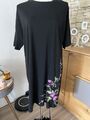 mega Damen Shirtkleid T-Shirt Kleid Long Shirt Gr. 3XL XXXL Schwarz Blumen TOP