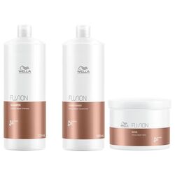 Wella Fusion Repair Shampoo 1000ml + Conditioner 1000ml + Maske 500ml Set 