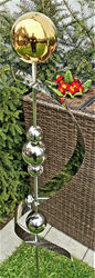 Skulptur Merkur gold poliert Edelstahl 150 cm Beetstecker Gartenstecker