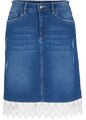 Stretch-Jeansrock aus Soft-Stretch mit Spitzenkante Gr. 36 Blau Damen-Rock Neu