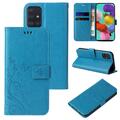 Handy Tasche für Samsung Galaxy A51 Handyhülle Blumen Buch Klapp Cover Case Blau