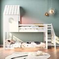 Kinderbett Etagenbett 90x200cm Hochbett Stockbett mit Treppe Massivholz Weiß Neu