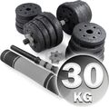 2 in 1 Kurzhantel Langhantel Set Fitness Gewichte Training Langhantelset F306