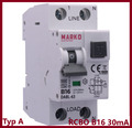 FI/LS-Schalter RCBO B16A 30mA 6kA  1P+N Kombination RCBO FI-Schalter LS-Schalter