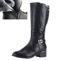 Damen Stiefel Winterstiefel Boots Schwarz Warmfutter Gefüttert Leder-Optik 70788